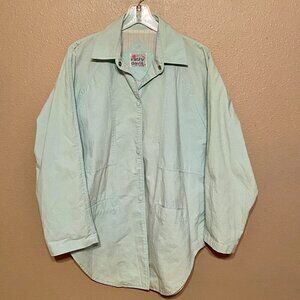 Kathy Davis Light Green Jacket Snap Front Closure 4 Pockets Lined Size (L)